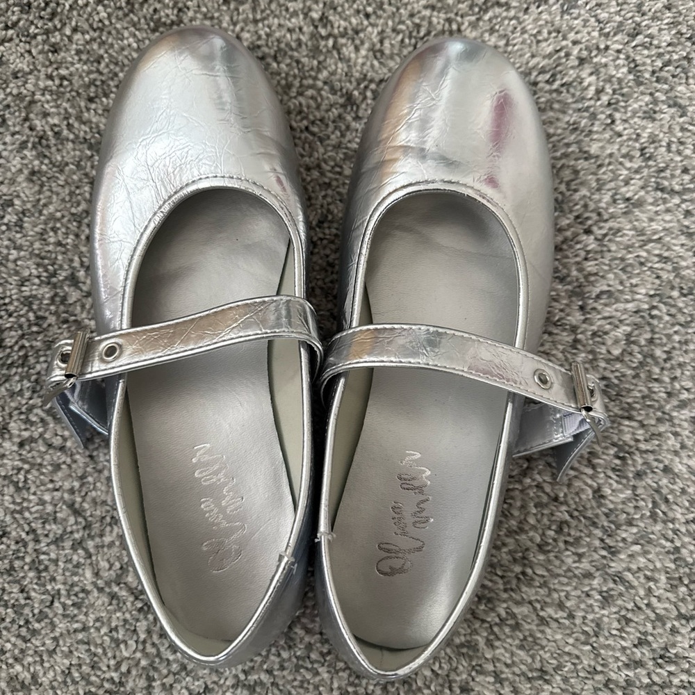 Olivia Miller Metallic Silver Mary Jane Flats